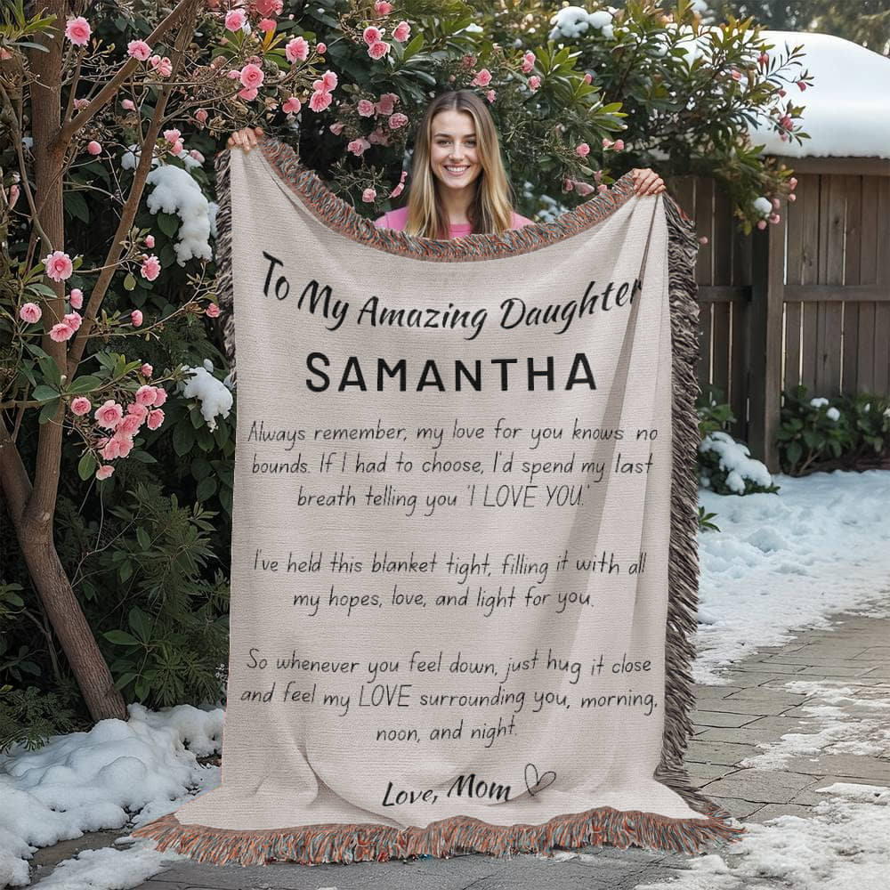 Personalized Daughter Woven Blanket – Cotton Jacquard Heirloom Throw
