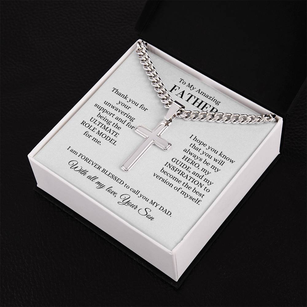Dad from Child | Cross Necklace | Gift for Dad
