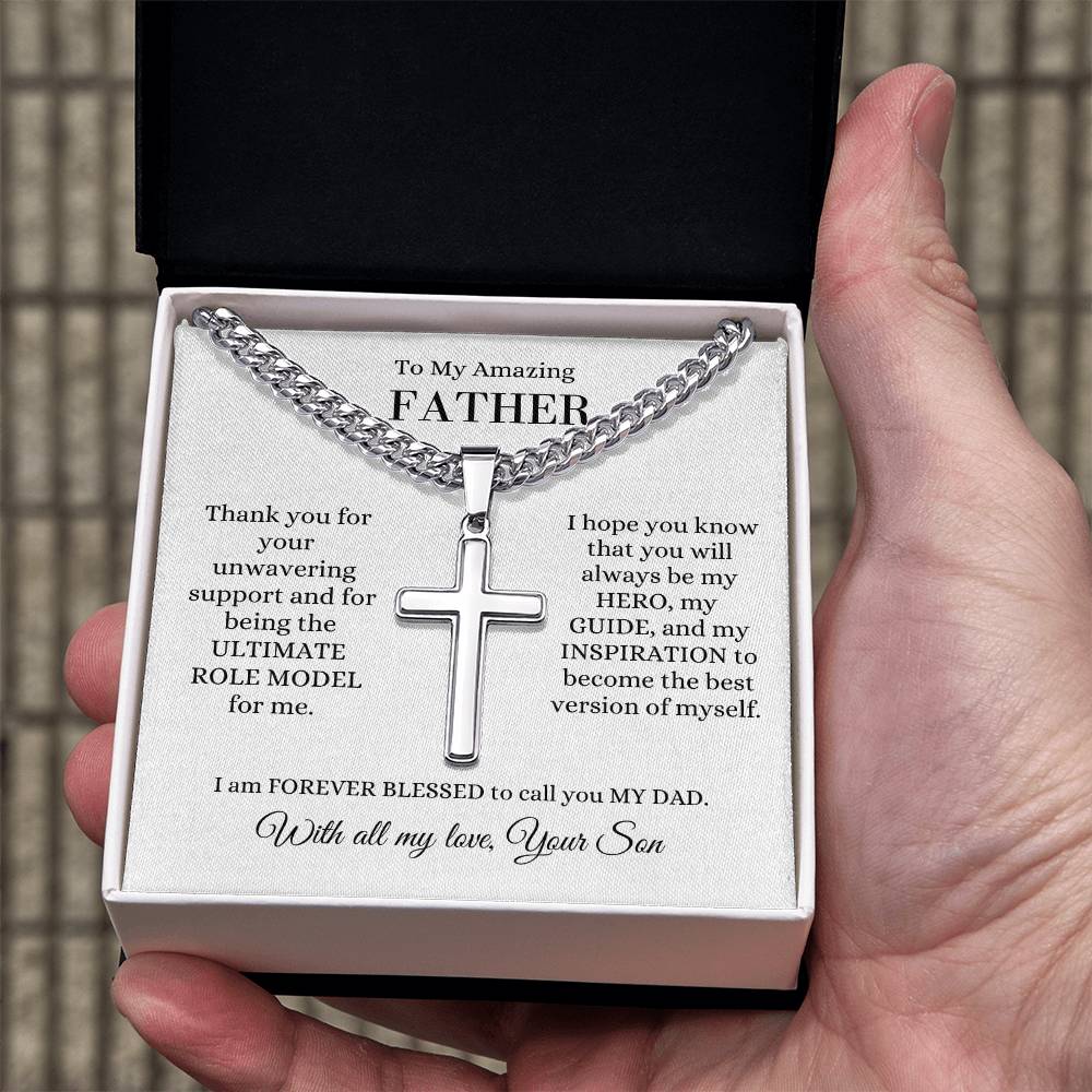 Dad from Child | Cross Necklace | Gift for Dad