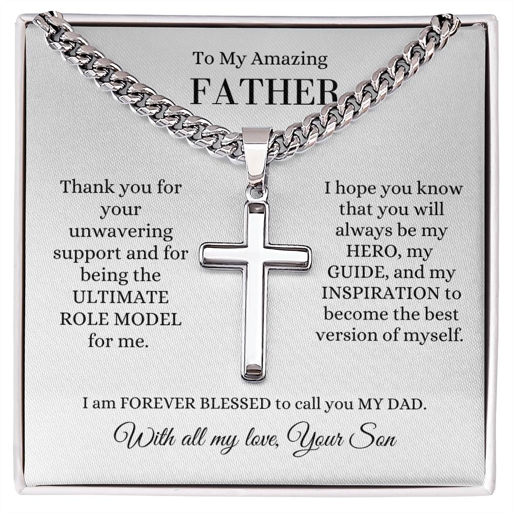 Dad from Child | Cross Necklace | Gift for Dad