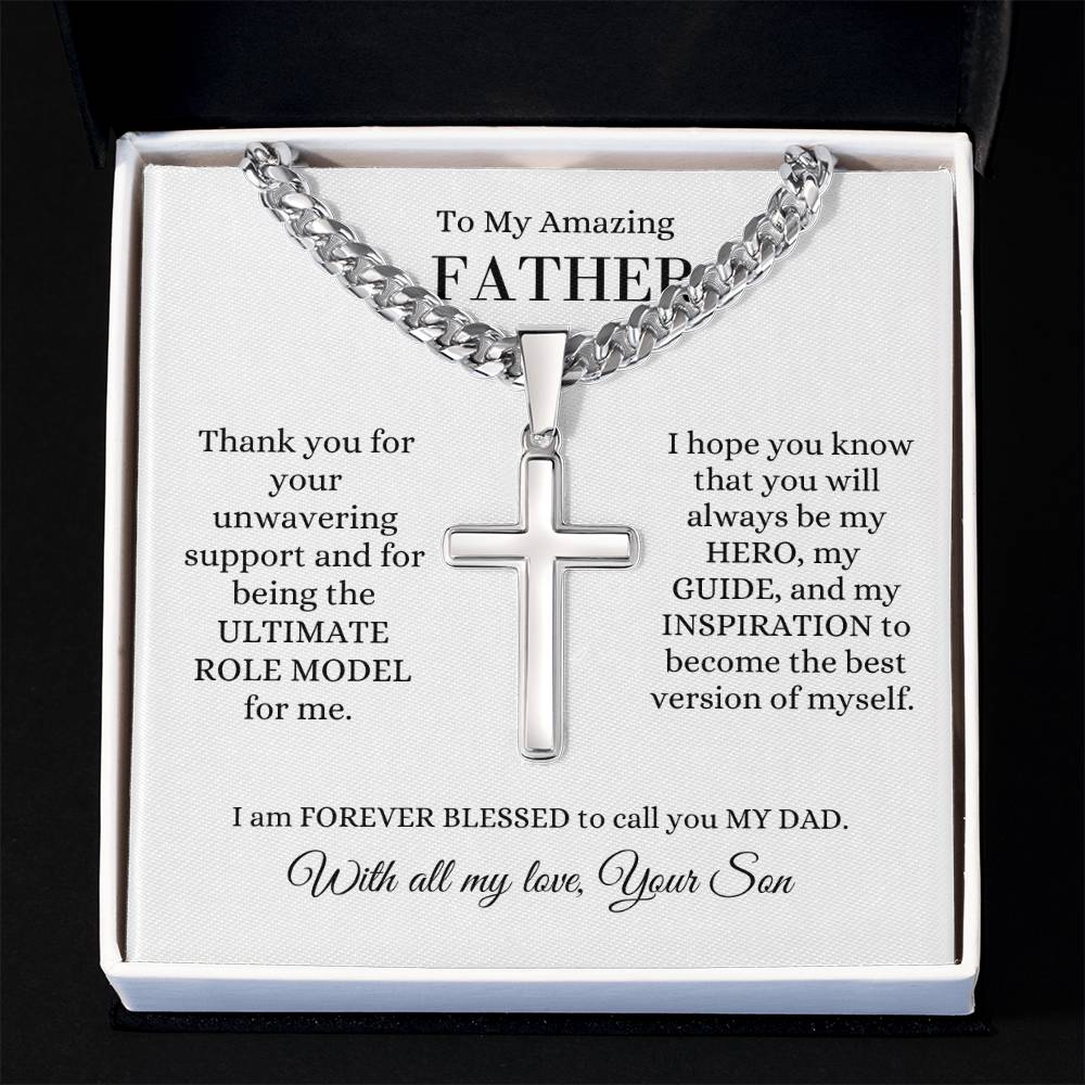 Dad from Child | Cross Necklace | Gift for Dad