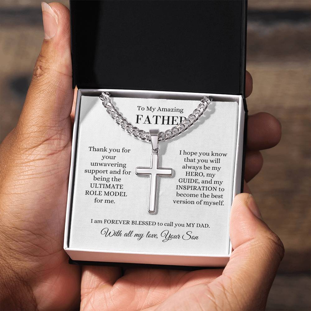 Dad from Child | Cross Necklace | Gift for Dad