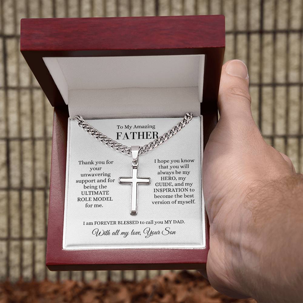 Dad from Child | Cross Necklace | Gift for Dad
