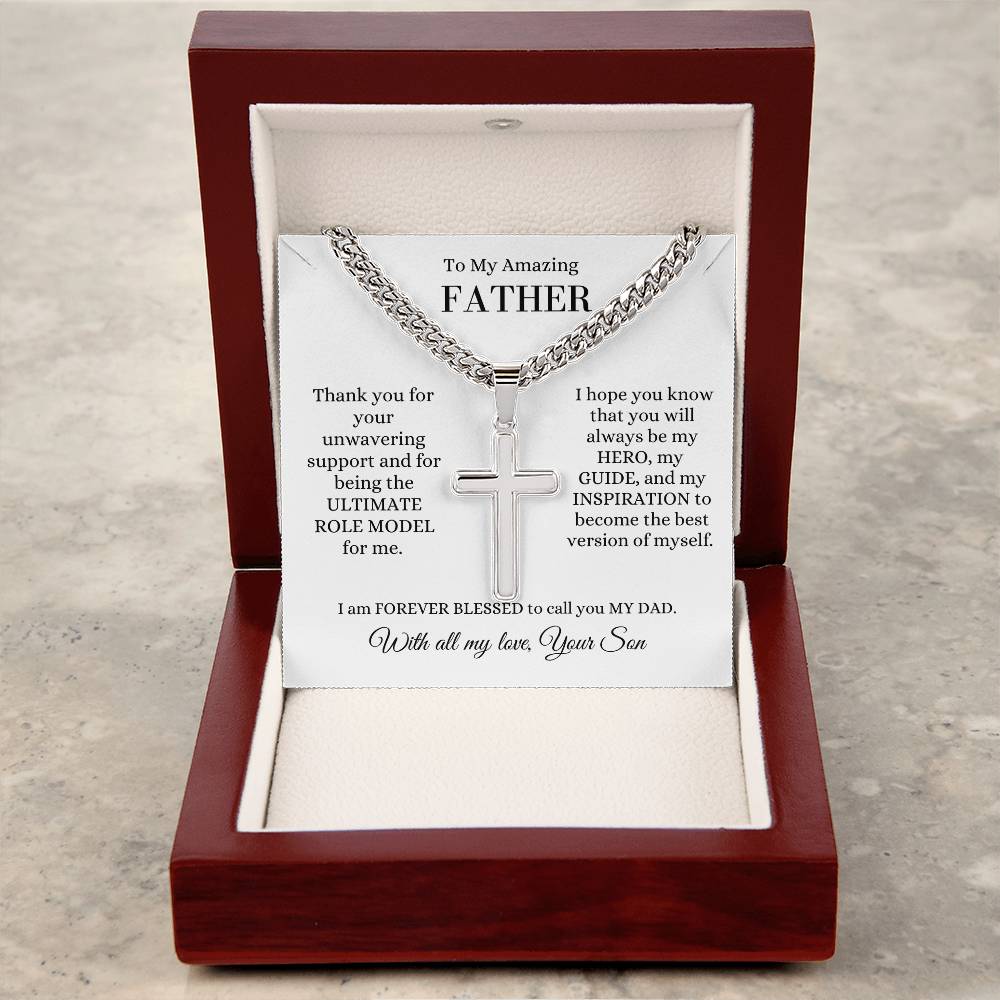 Dad from Child | Cross Necklace | Gift for Dad