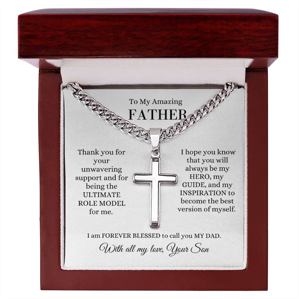Dad from Child | Cross Necklace | Gift for Dad
