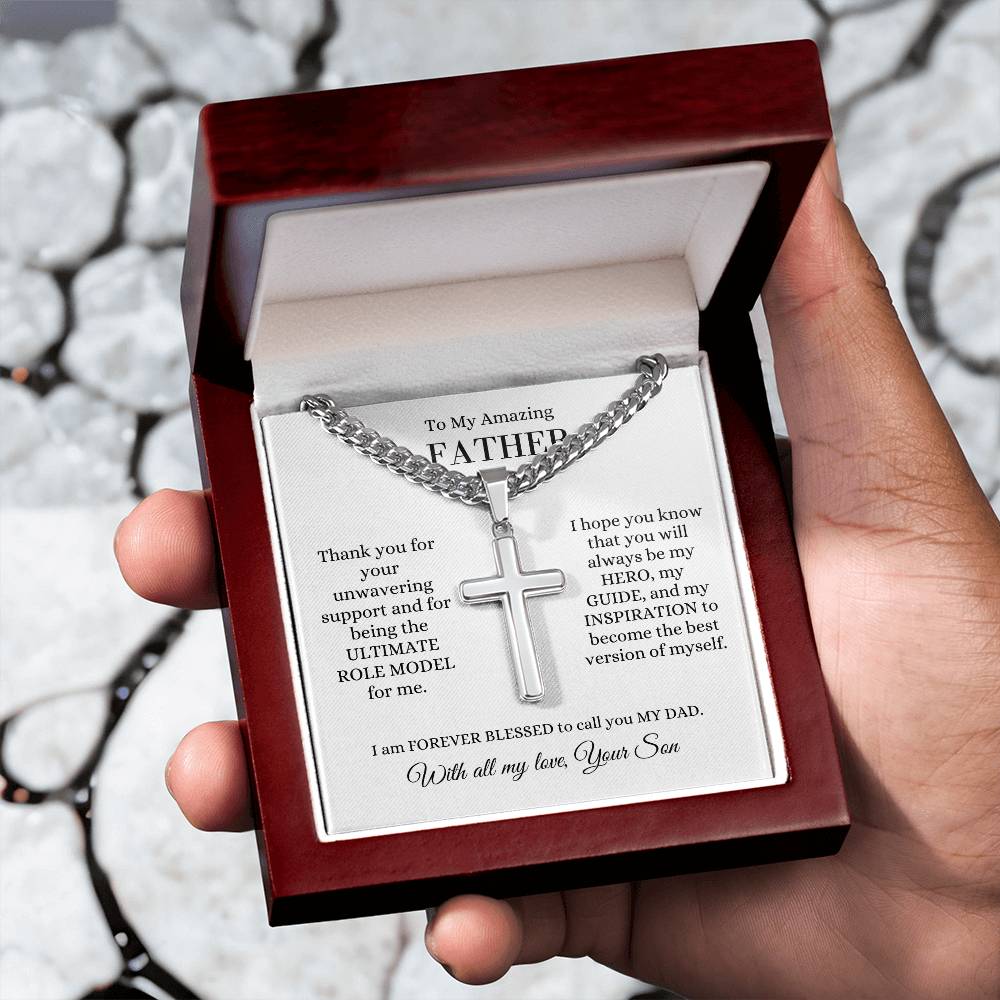 Dad from Child | Cross Necklace | Gift for Dad