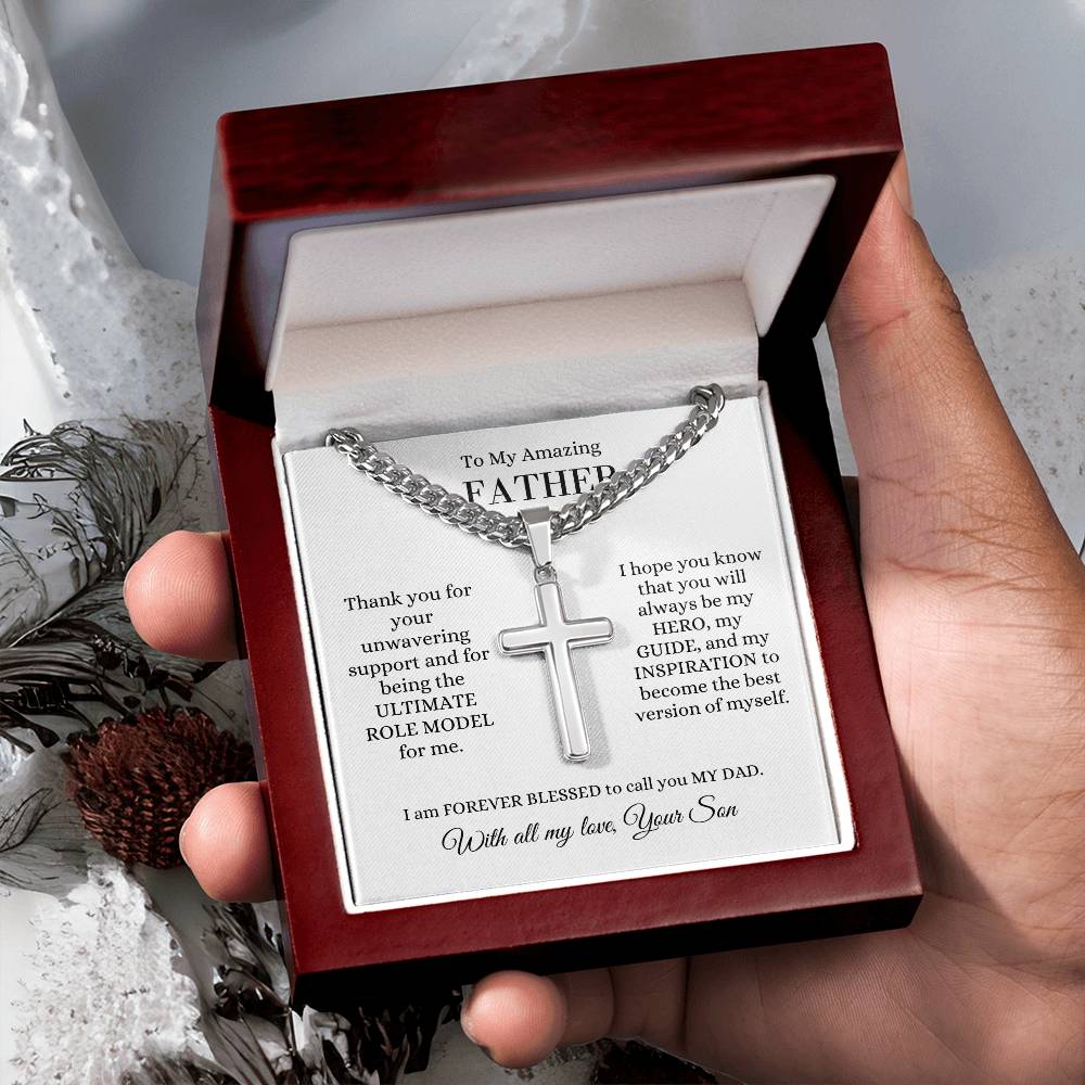 Dad from Child | Cross Necklace | Gift for Dad