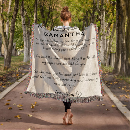 Personalized Daughter Woven Blanket – Cotton Jacquard Heirloom Throw