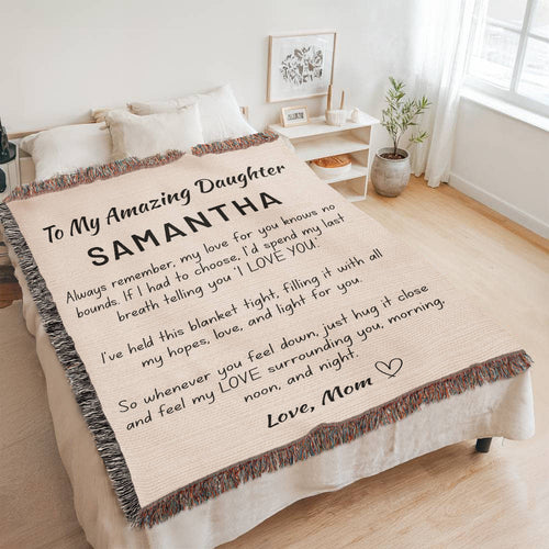 Personalized Daughter Woven Blanket – Cotton Jacquard Heirloom Throw