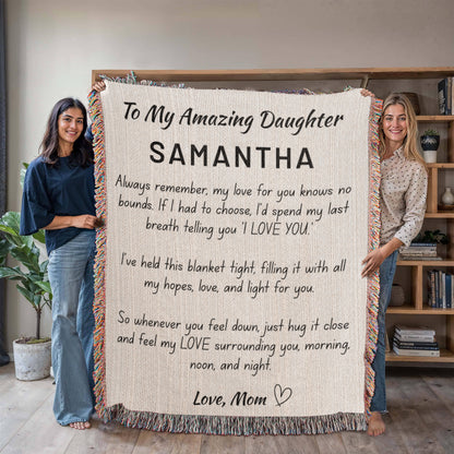 Personalized Daughter Woven Blanket – Cotton Jacquard Heirloom Throw