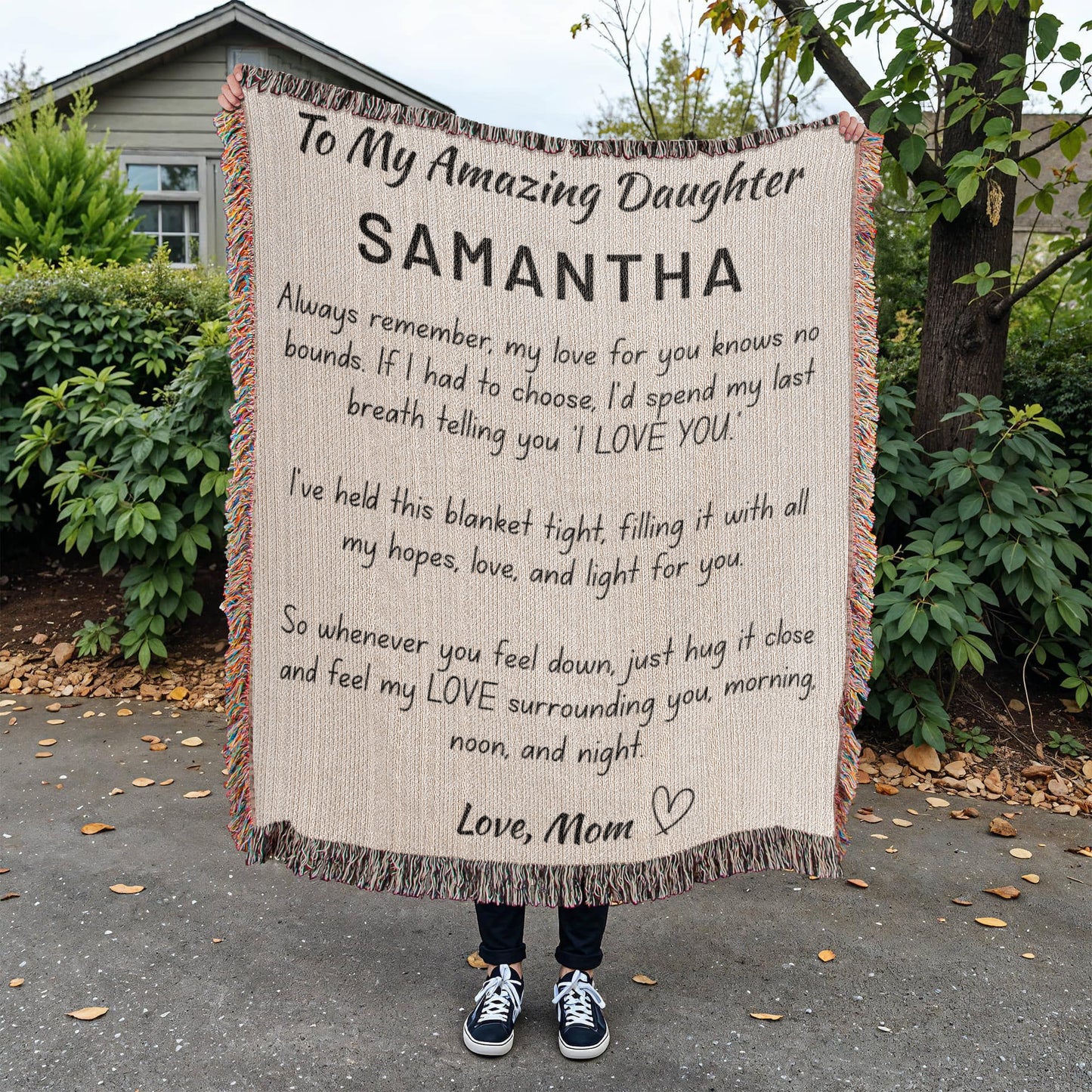Personalized Daughter Woven Blanket – Cotton Jacquard Heirloom Throw