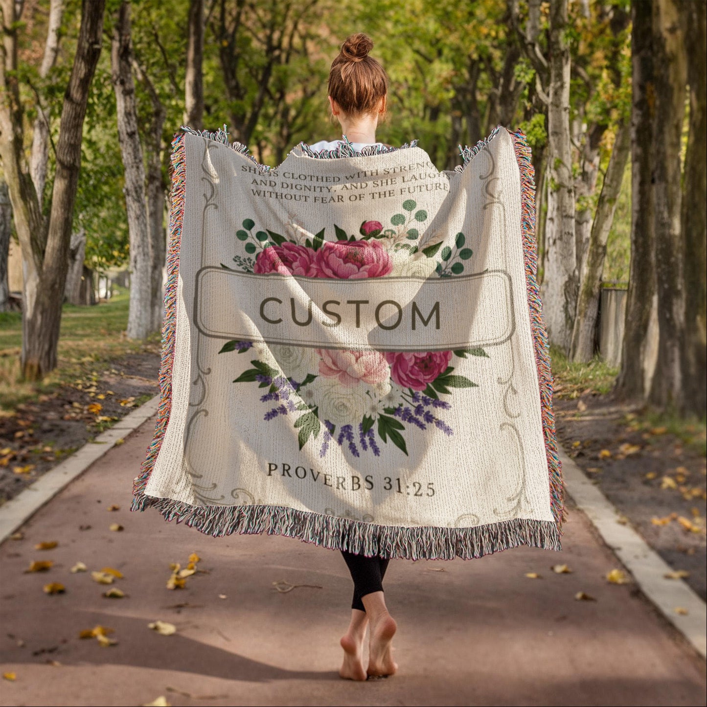 Personalized Heirloom Woven Blanket • Custom Name Woven Keepsake • 100% Cotton • Gift for Mom, Grandma, Anniversary Heirloom Woven Blanket (Portrait)