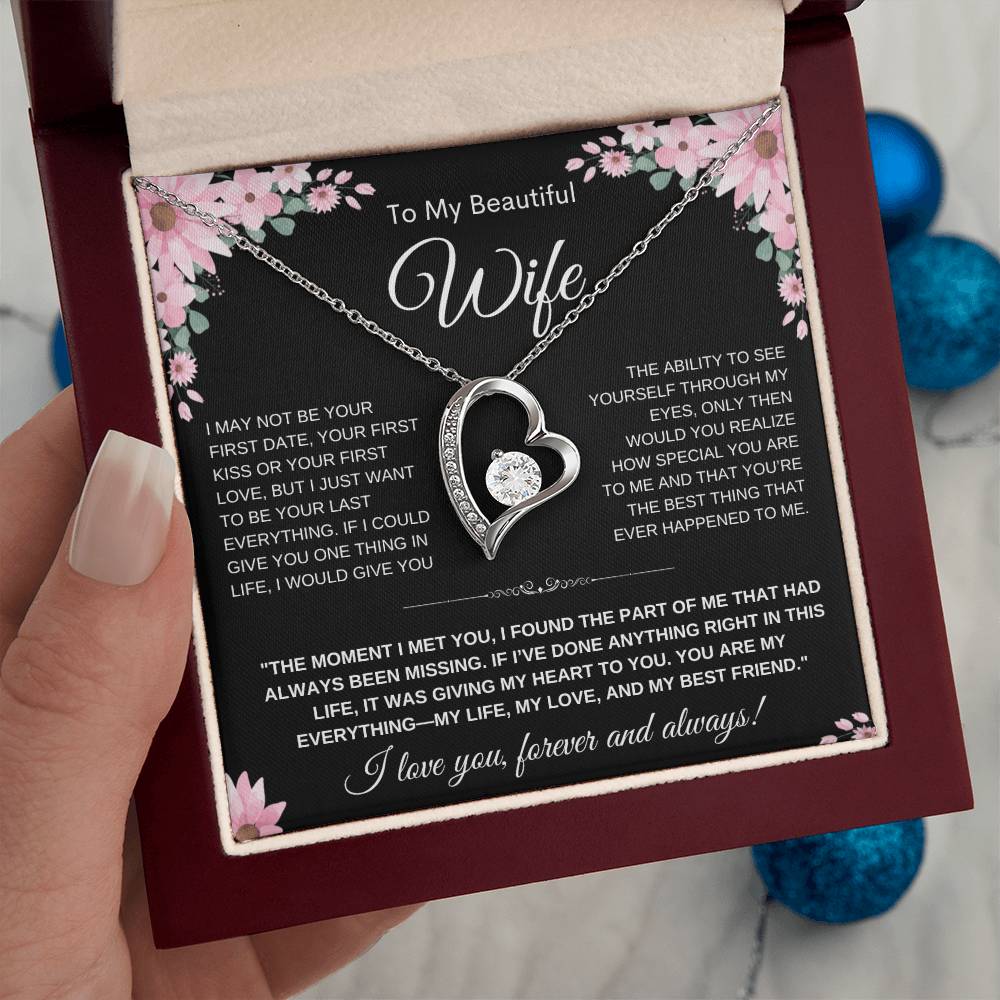 To My Wife Heart Necklace — Heart Pendant Gift for Her, Anniversary