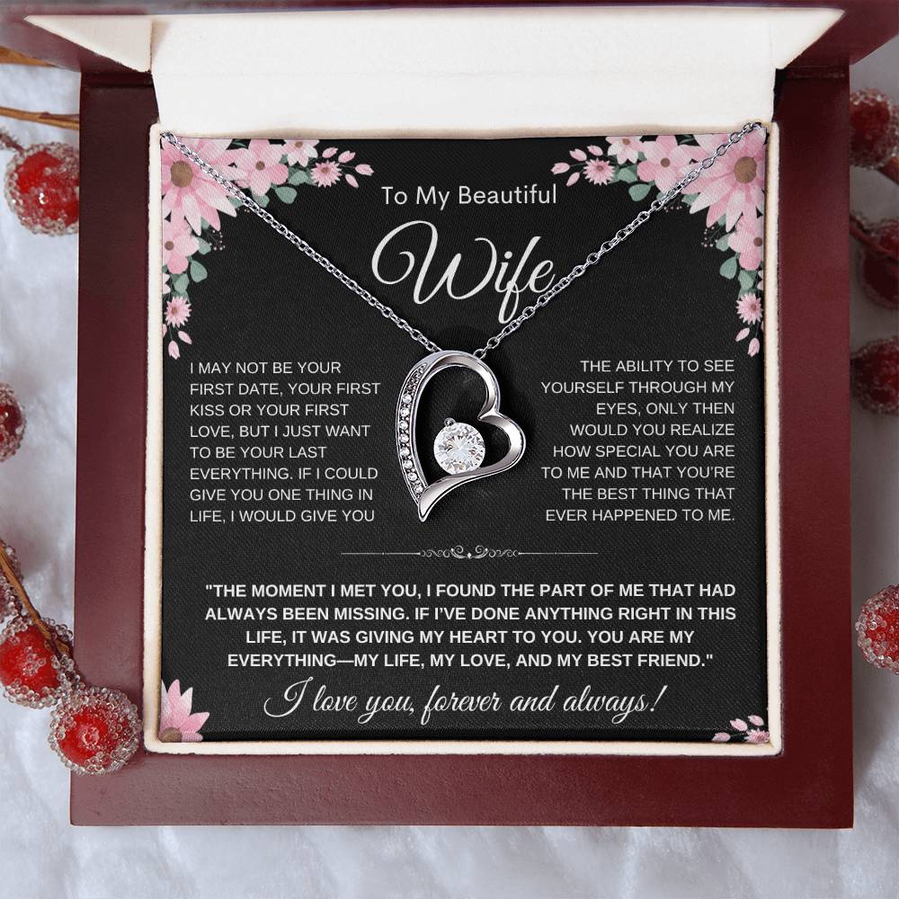 To My Wife Heart Necklace — Heart Pendant Gift for Her, Anniversary