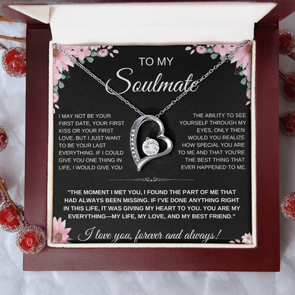To My Soulmate Heart Necklace — Heart Pendant Gift for Her, Anniversary