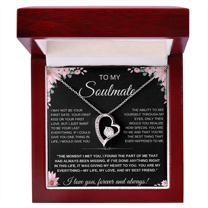 To My Soulmate Heart Necklace — Heart Pendant Gift for Her, Anniversary