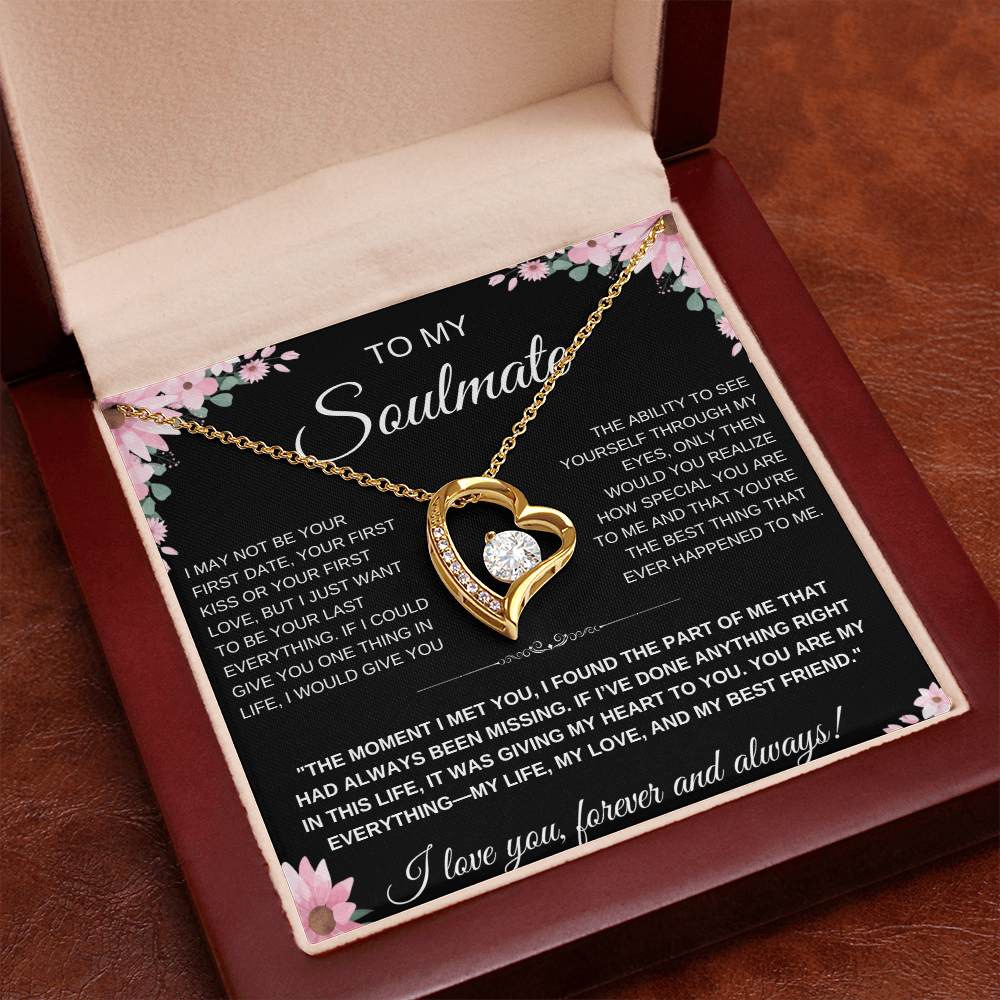 To My Soulmate Heart Necklace — Heart Pendant Gift for Her, Anniversary