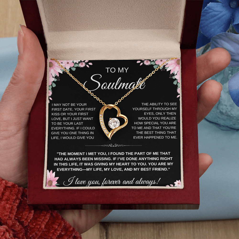 To My Soulmate Heart Necklace — Heart Pendant Gift for Her, Anniversary