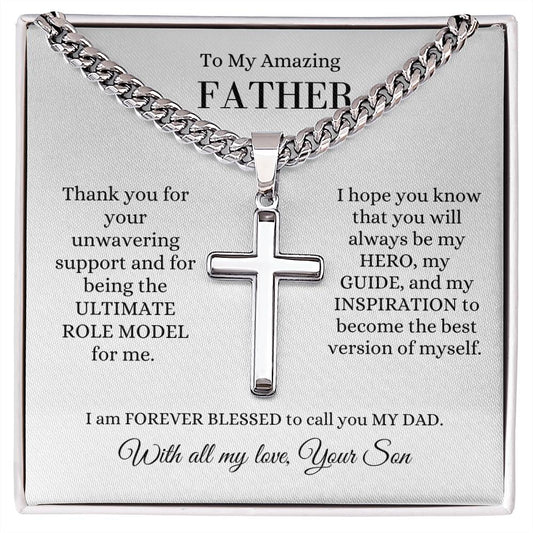 Dad from Child | Cross Necklace | Gift for Dad