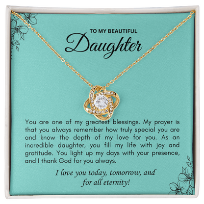 Love Knot Promise Necklace — A Daughter's Keepsake from Mom & Dad