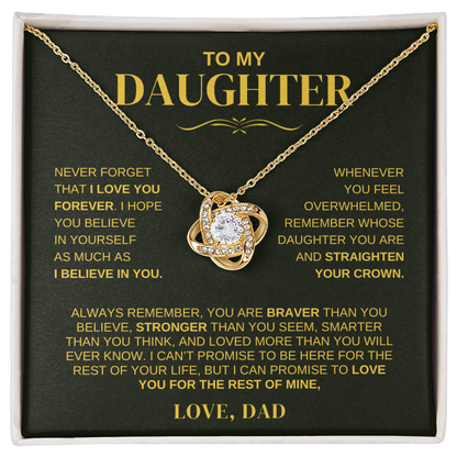Love Knot Keepsake Necklace - "To My Daughter" Message Inside