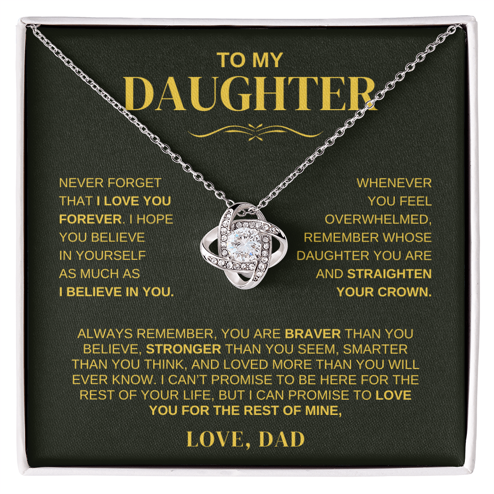 Love Knot Keepsake Necklace - "To My Daughter" Message Inside