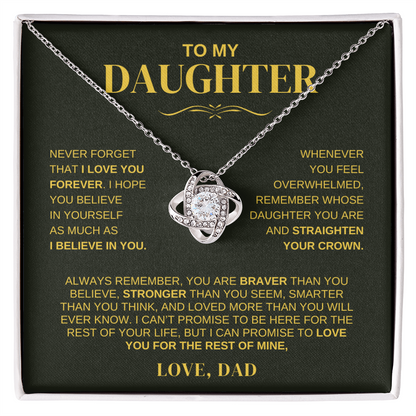 Love Knot Keepsake Necklace - "To My Daughter" Message Inside