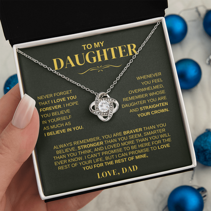 Love Knot Keepsake Necklace - "To My Daughter" Message Inside