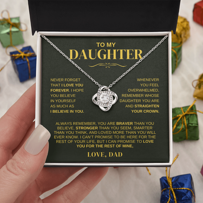 Love Knot Keepsake Necklace - "To My Daughter" Message Inside