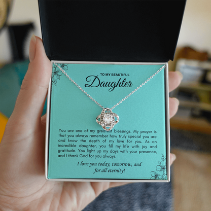 Love Knot Promise Necklace — A Daughter's Keepsake from Mom & Dad
