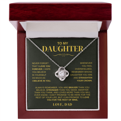Love Knot Keepsake Necklace - "To My Daughter" Message Inside