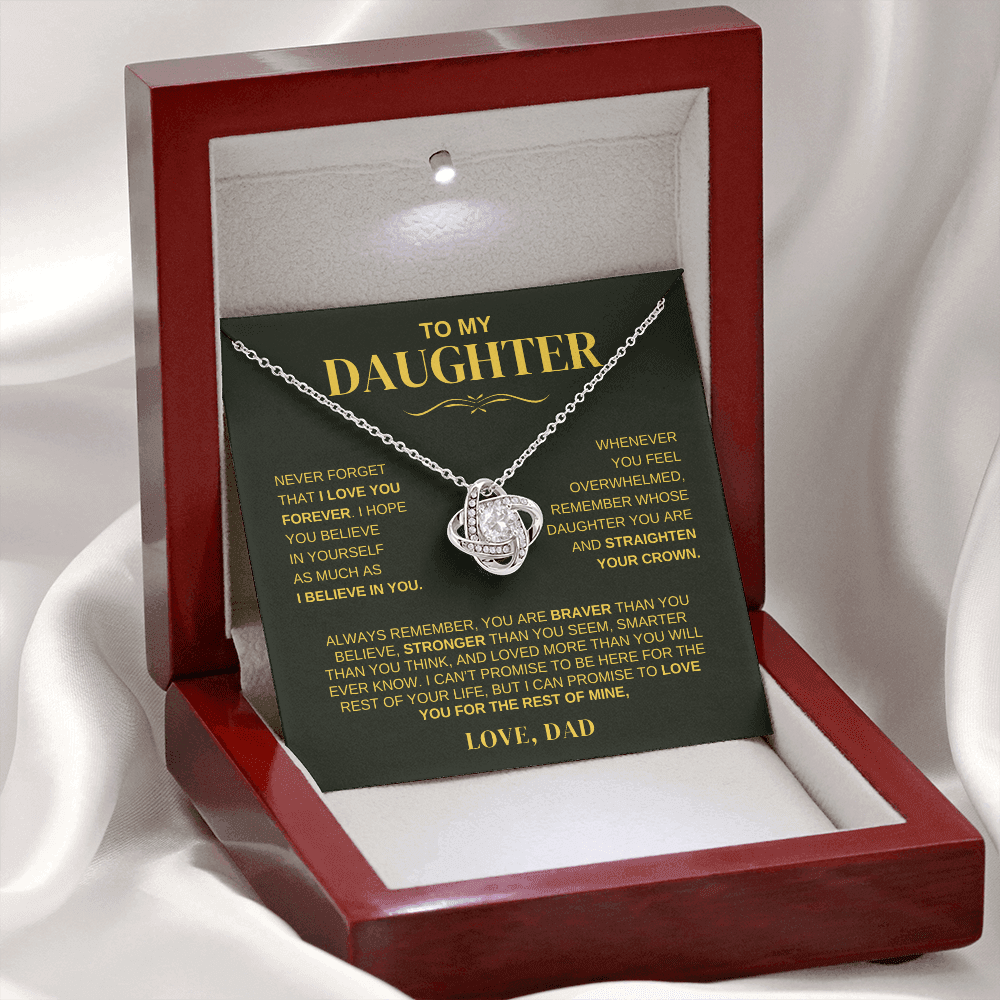 Love Knot Keepsake Necklace - "To My Daughter" Message Inside