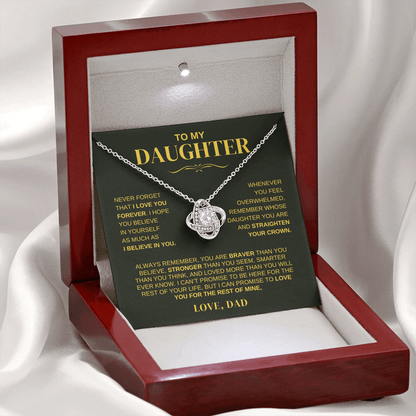 Love Knot Keepsake Necklace - "To My Daughter" Message Inside