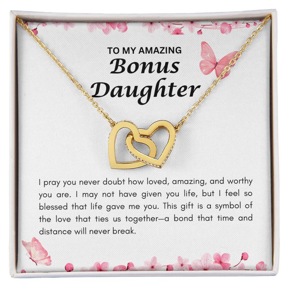 Bonus Daughter | Interlocking Heart Necklace | Gift for Daughter