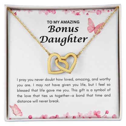 Bonus Daughter | Interlocking Heart Necklace | Gift for Daughter