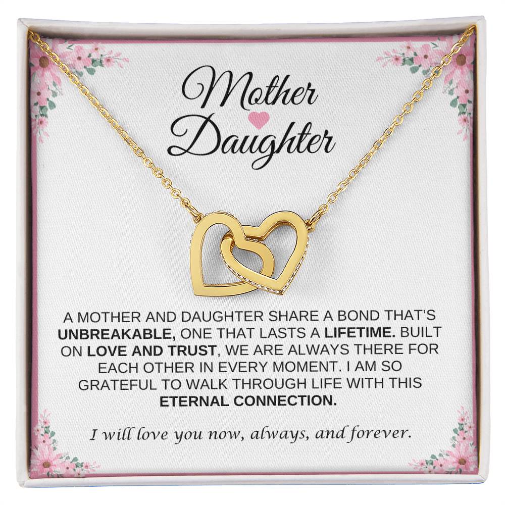 Mother and Daughter Heart Necklace | Interlocking Heart