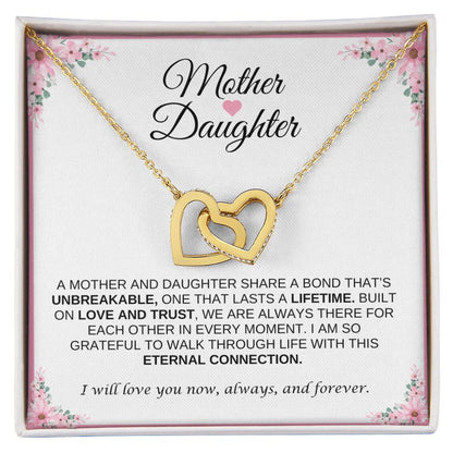 Mother and Daughter Heart Necklace | Interlocking Heart