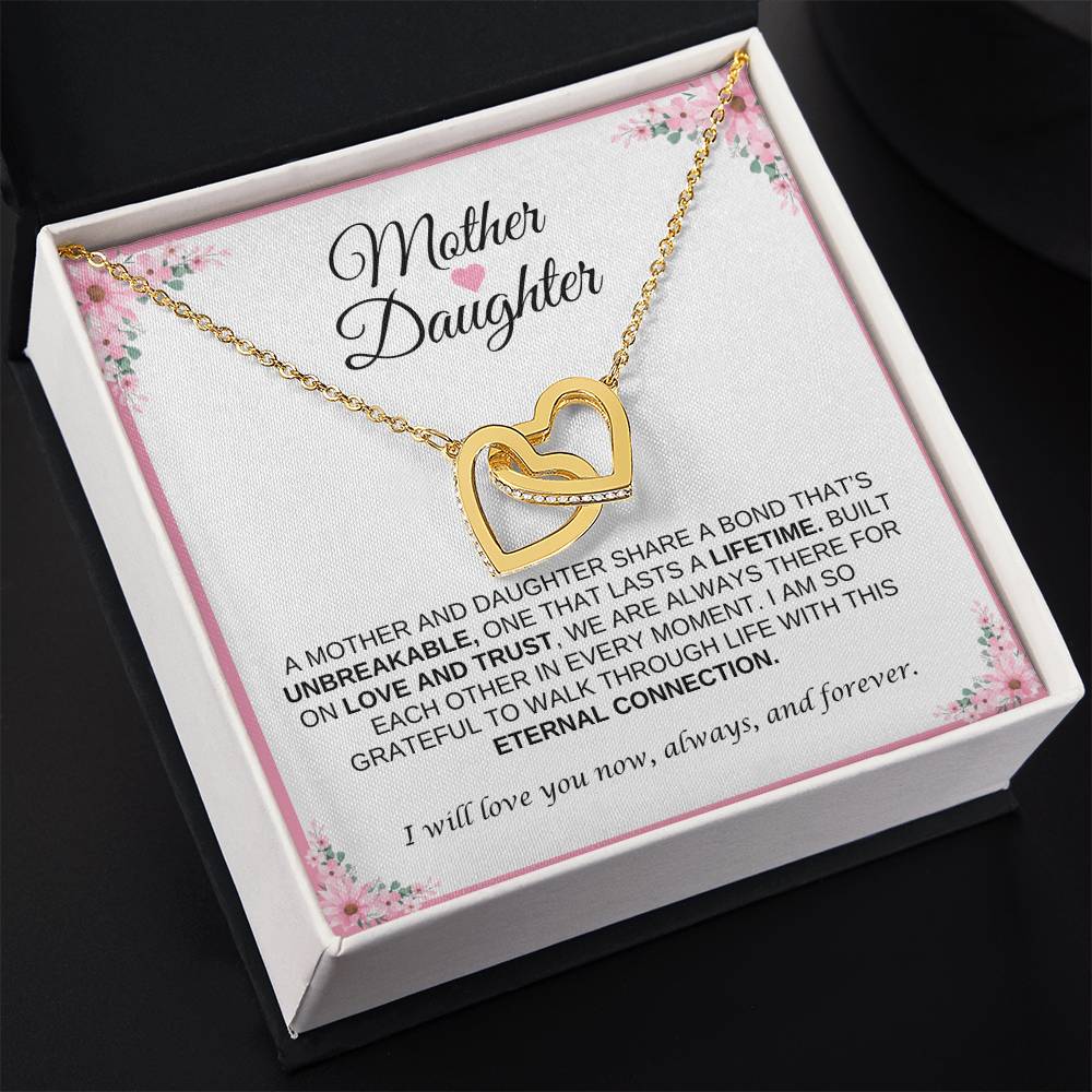 Mother and Daughter Heart Necklace | Interlocking Heart