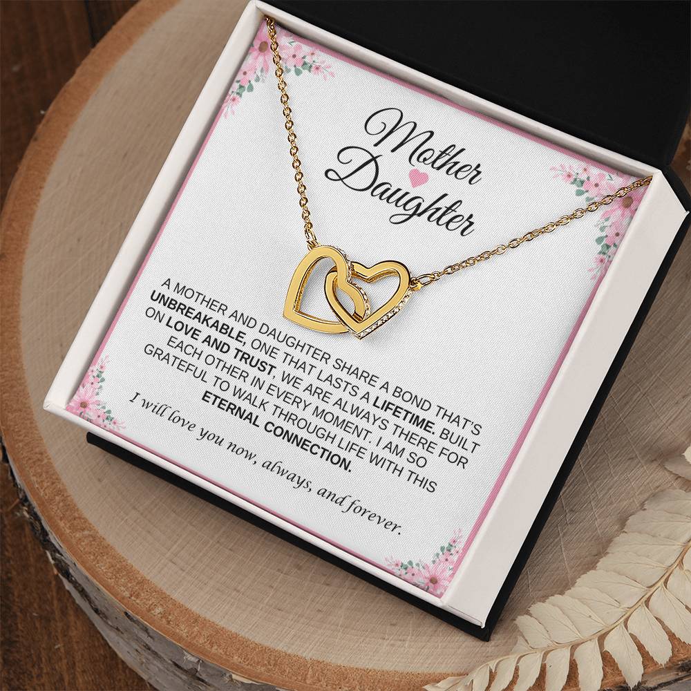 Mother and Daughter Heart Necklace | Interlocking Heart