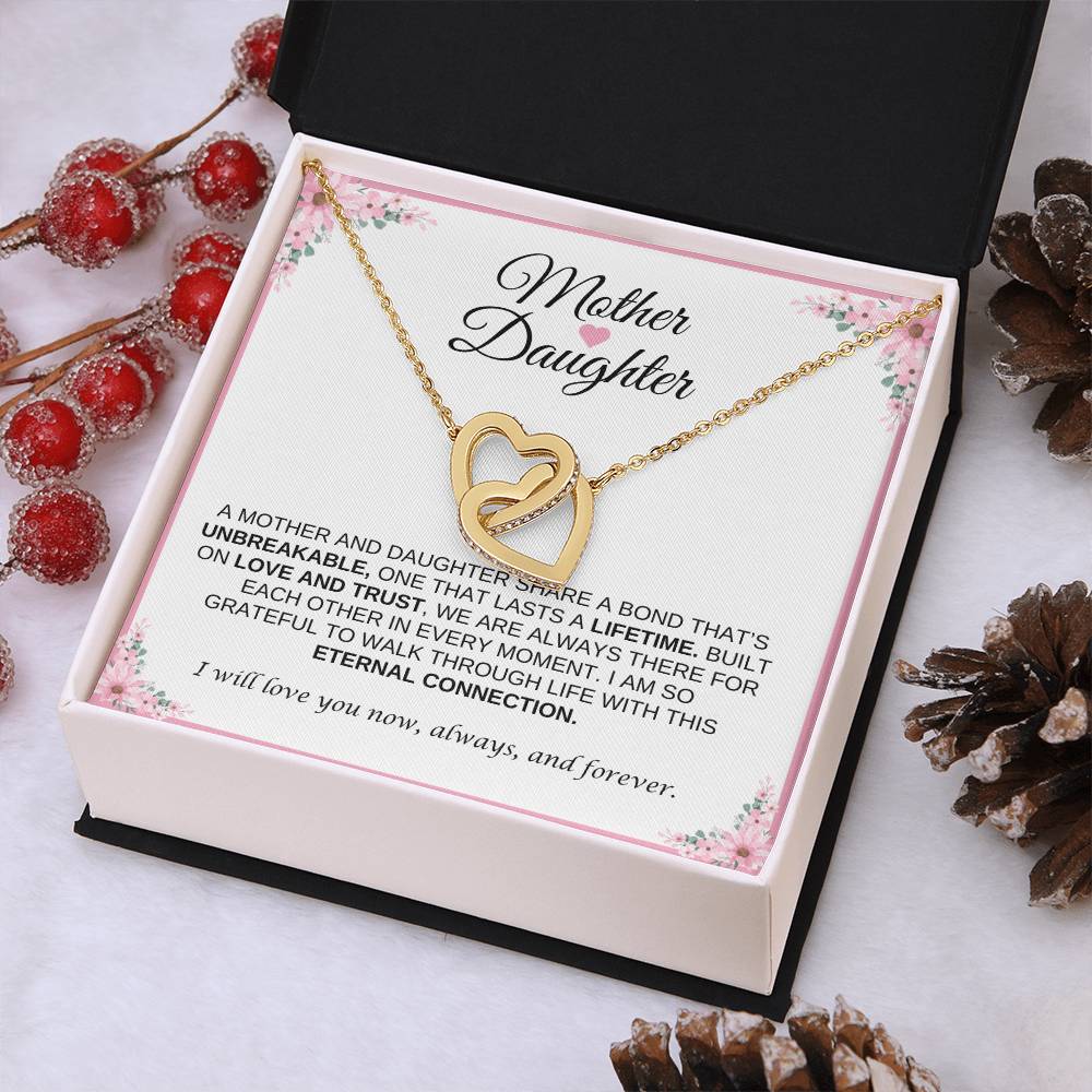 Mother and Daughter Heart Necklace | Interlocking Heart