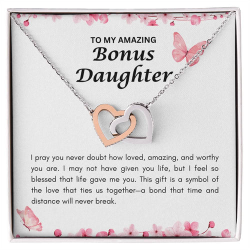 Bonus Daughter | Interlocking Heart Necklace | Gift for Daughter