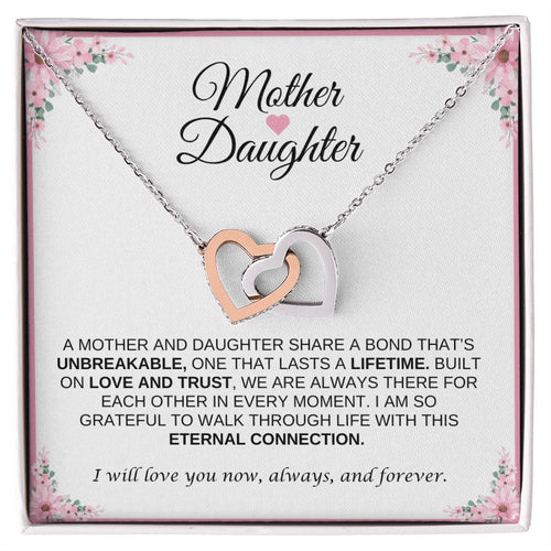 Mother and Daughter Heart Necklace | Interlocking Heart