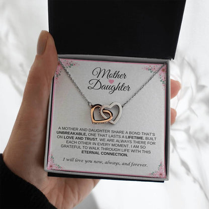 Mother and Daughter Heart Necklace | Interlocking Heart