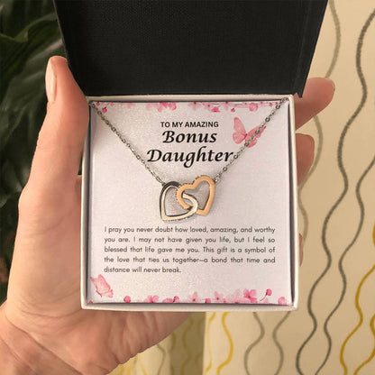 Bonus Daughter | Interlocking Heart Necklace | Gift for Daughter