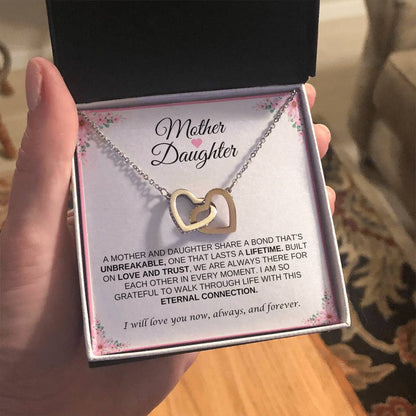Mother and Daughter Heart Necklace | Interlocking Heart