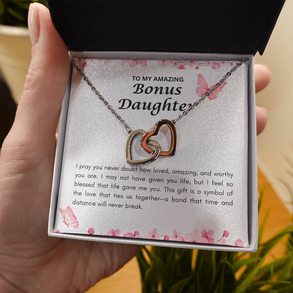 Bonus Daughter | Interlocking Heart Necklace | Gift for Daughter