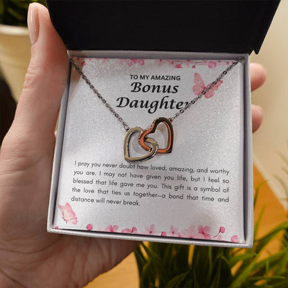 Bonus Daughter | Interlocking Heart Necklace | Gift for Daughter