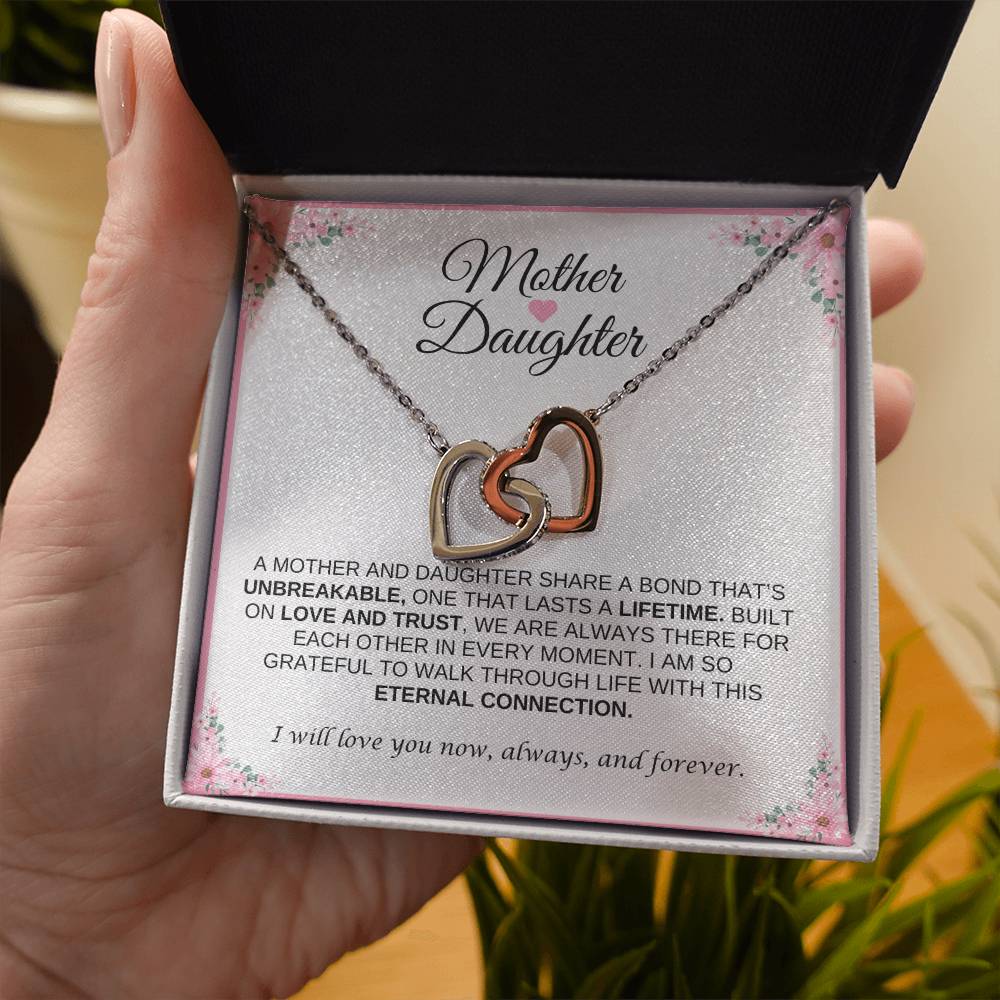 Mother and Daughter Heart Necklace | Interlocking Heart