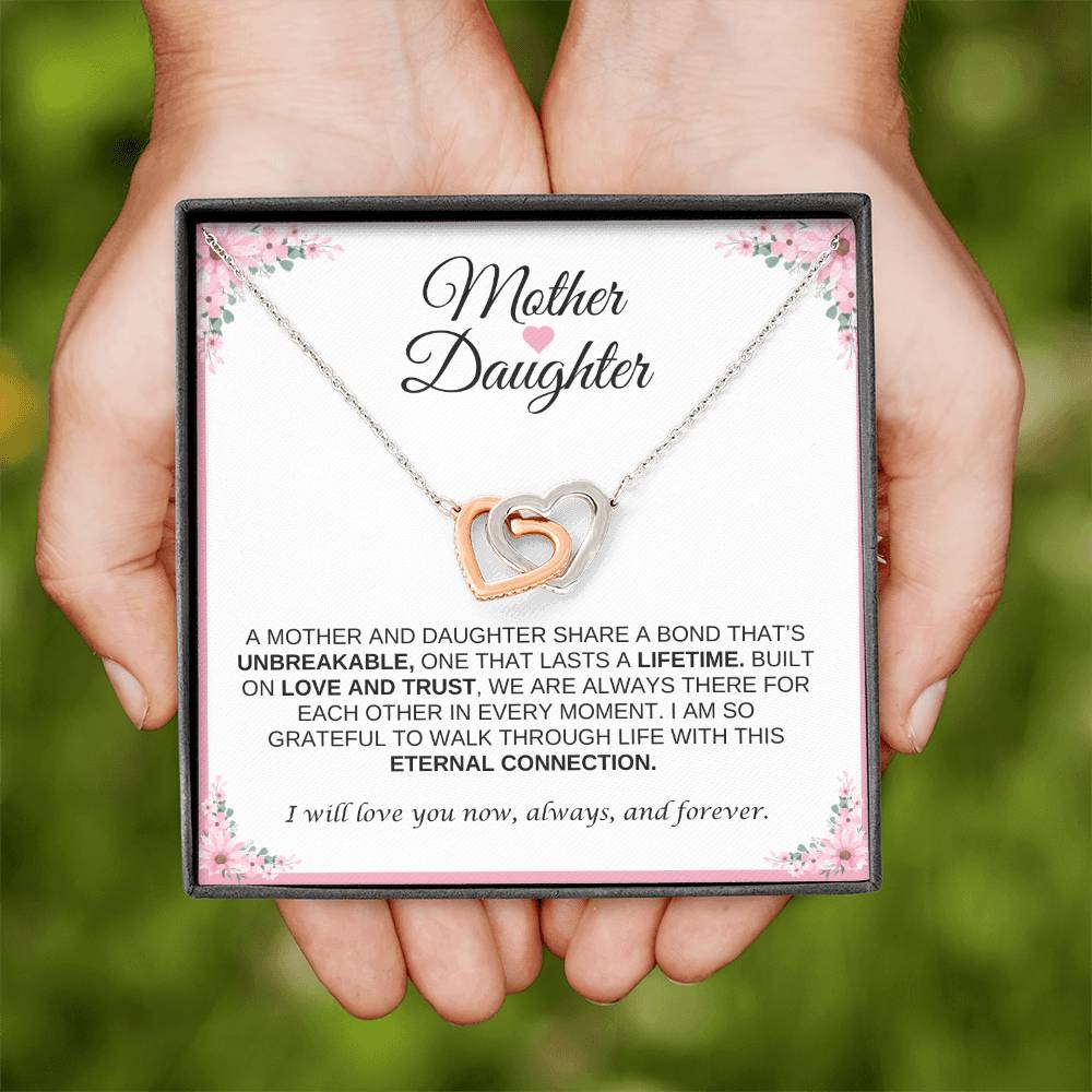 Mother and Daughter Heart Necklace | Interlocking Heart