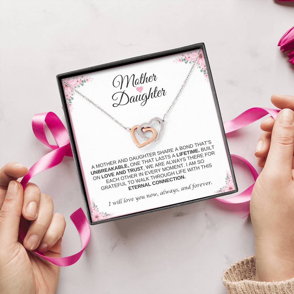 Mother and Daughter Heart Necklace | Interlocking Heart
